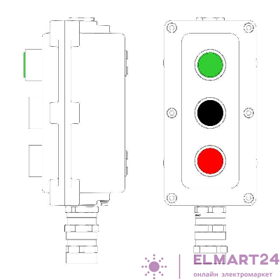 Пост управления взрывонепроницаемый из алюминия LCSD-03-B-MC-L1G(220)x1-P1B(11)x1-P1R(11)x1-PCMB-KA3MHK DKC LCSD21000106