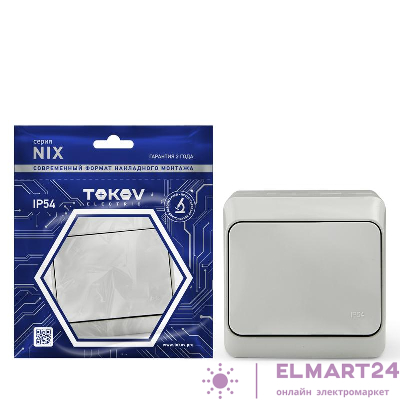 Переключатель 1-кл. ОП Nix 10A IP54 250В сер. TOKOV ELECTRIC TKE-NX-P1-C06-IP54