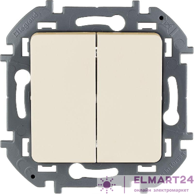 Выключатель 2-кл. Inspiria 10А IP20 250В 10AX механизм сл. кость Leg 673621