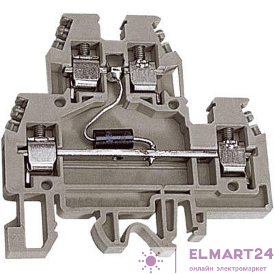 Зажим проходной DAS.4/D60GR. 2-х уровн. 4кв.мм с диодом 60В сер. DKC ZDSD060GR