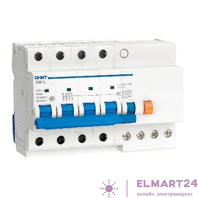 Выключатель автоматический дифференциального тока 4п C 16А 30мА тип AC 6кА NB1L-40 (R) CHINT 198111