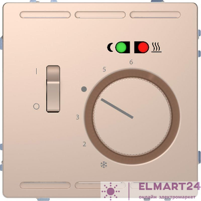 Терморегулятор теплого пола Merten D-Life с центральной платой с выключателем +4м 230В SD шампань SchE MTN5764-6051
