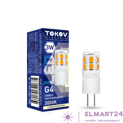 Лампа светодиодная 3Вт Capsule 3000К G4 220-240В TOKOV ELECTRIC TKE-G4-3-3K