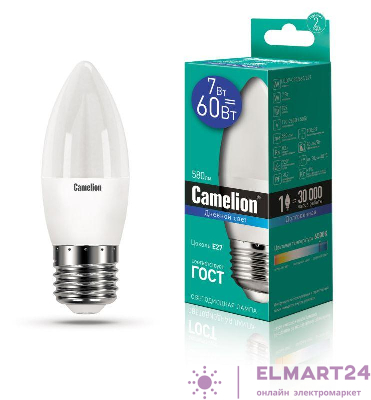 Лампа светодиодная LED7-C35/865/E27 7Вт 220В Camelion 12649