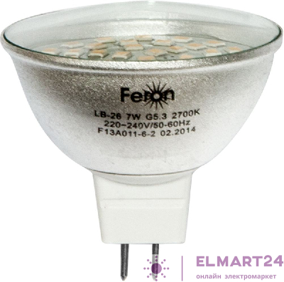 Лампа светодиодная Feron LB-26 MR16 G5.3 7W 2700K 25441