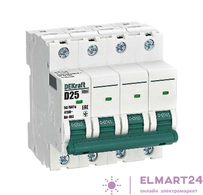 Выключатель автоматический модульный 4п D 25А 6кА ВА-103 DEKraft 12387DEK