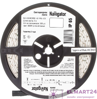 Лента светодиодная 71 763 NLS-3528CW60-4.8-IP65-12V R5 4.8Вт/м (уп.5м) Navigator 71763