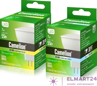 Лампа светодиодная LED7 JCDR/830/GU5.3 7Вт 3000К тепл. бел. GU5.3 460лм 220-240В Camelion 11656