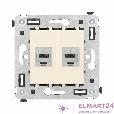 Розетка компьютерная 2-м СП Avanti "Ванильная дымка" RJ45 кат.6A без шторок экранир. механизм DKC 4405774