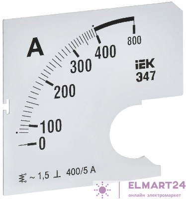 Шкала сменная для амперметра Э47 400/5А-1.5 72х72мм IEK IPA10D-SC-0400