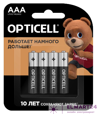 Элемент питания алкалиновый AAA/LR03 (блист. 4шт) Basic Opticell 5051002