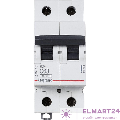 Выключатель автоматический модульный 2п C 63А 4.5кА RX3 Leg 419703