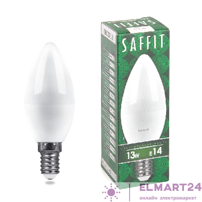 Лампа светодиодная SAFFIT SBC3713 Свеча E14 13W 4000K 55164