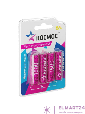 Аккумулятор AA/R6 1500мА.ч NI-MN BP-4 (блист.4шт) КОСМОС KOCR6NIMH1500mAh4BL