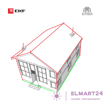 Комплект молниезащиты частного дома габ. 15х18м PROxima EKF lp-15x18