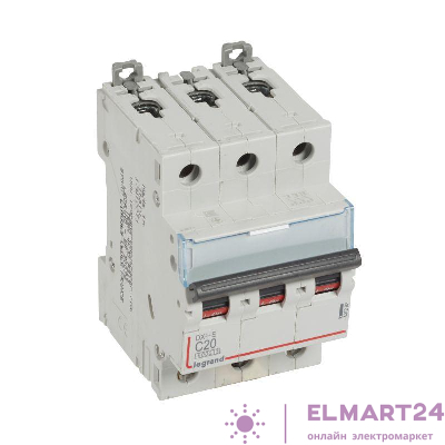 Выключатель автоматический модульный 3п C 20А 6кА DX3-E 6000 3мод. 230/400В Leg 407292