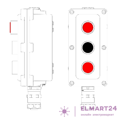 Пост управления взрывонепроницаемый из алюминия LCSD-03-B-MC-L1R(220)x1-P1B(11)x1-P1R(11)x1-PCMB-KAEPM3MHK-26 DKC LCSD21000132