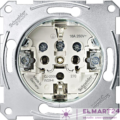 Механизм розетки 1-м СП Merten 16А IP20 с заземл. Schuko винт. клеммы QF сер. SchE MTN2400-0000