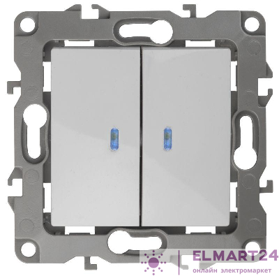 Выключатель 2-кл. СП Эра12 12-1105-01 10А IP20 250В 10AX с подсветкой механизм бел. Эра Б0014657