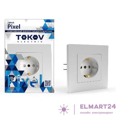 Розетка 1-м СП Pixel 16А IP20 с заземл. защ. шторки в сборе бел. TOKOV ELECTRIC TKE-PX-R1FZSF-C01