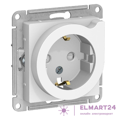 Розетка 1-м СП AtlasDesign 16А IP20 с заземл. защ. шторки с выталк. вилки механизм бел. SE ATN000147