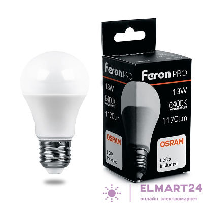 Лампа светодиодная Feron.PRO LB-1013 Шар E27 13W 6400K 38034