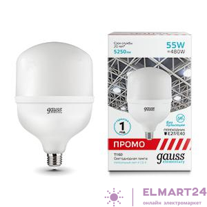 Лампа светодиодная Elementary T160 55Вт 4000К E27/E40 5250лм Promo Gauss 60426