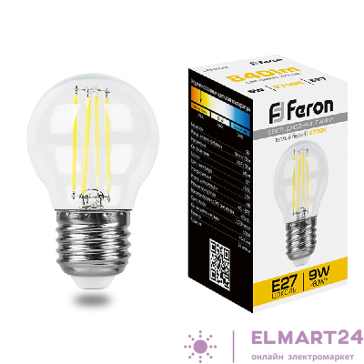 Лампа светодиодная Feron LB-509 Шарик E27 9W 2700K 38003
