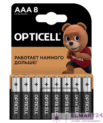 Элемент питания алкалиновый AAA/LR03 (блист. 8шт) Basic Opticell 5051009