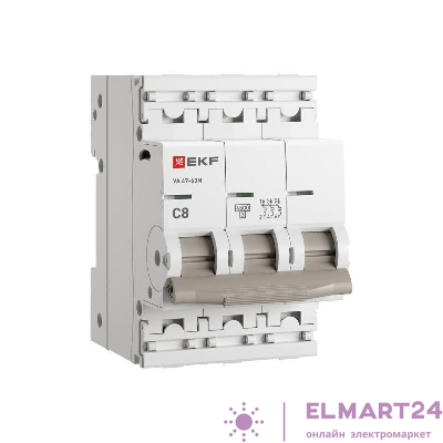 Выключатель автоматический 3п C 8А 4.5кА ВА 47-63N PROxima EKF M634308C