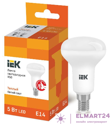 Лампа светодиодная Eco R50 5Вт 3000К тепл. бел. E14 450лм 230-240В IEK LLE-R50-5-230-30-E14