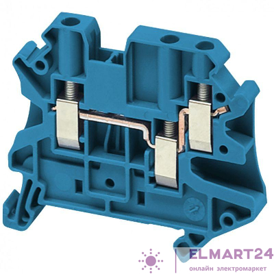Клеммник винт. проходной сеч. 4кв.мм 3 точки подключ. син. SchE NSYTRV43BL