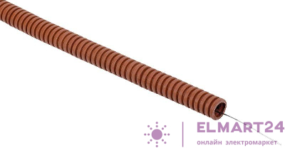 Труба гофрированная ПВХ d25мм с протяжкой дуб (УП.25м) ELASTA IEK ET-TG21-121-025-025-K24