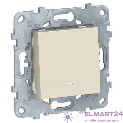 Переключатель проходной 1-кл. 2мод. СП Unica New IP21 (сх. 6а) с подсветкой беж. SchE NU520344N