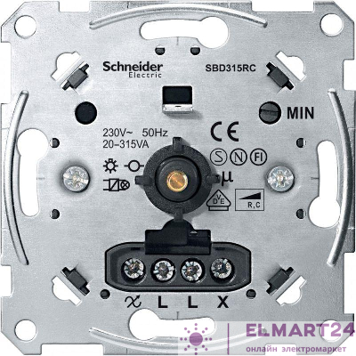 Механизм светорегулятора поворотного СП Merten емкостн. нагр. 315Вт SchE MTN5136-0000