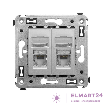 Розетка 2-м RJ-45 СП кат.5e экранированная Avanti "Закаленная сталь" DKC 4404364