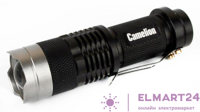 Фонарь LED5135 (LED XPE ZOOM 3 реж 1хLR6 алюм. блистер черн.) Camelion 12915