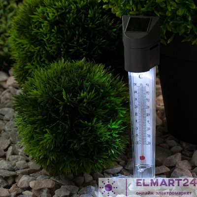 Светильник-градусник садовый ERATR024-02 33см солнечная батарея сталь пластик сер. ЭРА Б0038503