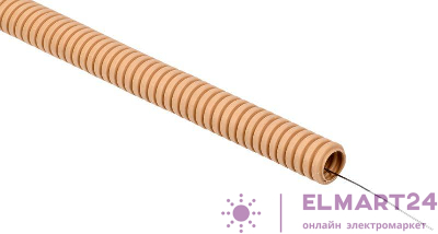 Труба гофрированная ПВХ d25мм с протяжкой сосна (уп.100м) ELASTA IEK ET-TG21-121-025-100-K34