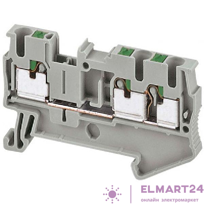 Клеммник Pit проходной 3 точки подкл. 2.5мм сер. SchE NSYTRP23