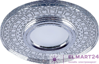 Светильник встраиваемый с LED подсветкой Feron CD981 потолочный MR16 G5.3, прозрачный, серебро 32437