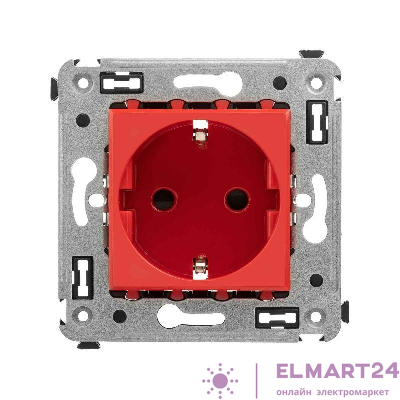 Розетка 1-м СП 2мод. Avanti "Красный квадрат" 16А IP20 2P+E защ. шторки красн. DKC 4401003