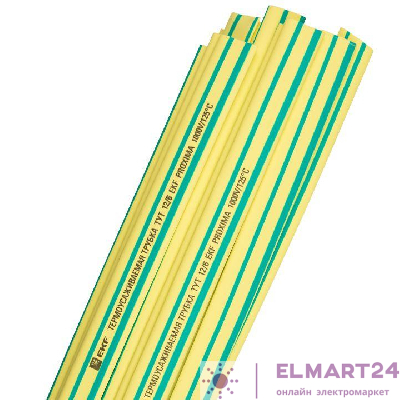 Трубка термоусадочная ТУТ 10/5 жел./зел. (уп.50шт) PROxima EKF tut-10-yg-1m