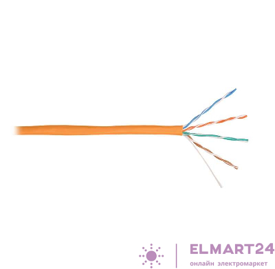 Кабель витая пара U/UTP кат.5E 4х2х24AWG solid LSZH нг(А)-HFLTx оранж. (уп.305м) NIKOLAN NKL 4100C-OR