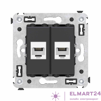 Розетка телефонная 2-м СП Avanti "Черный матовый" RJ12 без шторок механизм DKC 4412614
