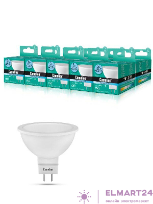 Лампа светодиодная LED5-MR16/845/GU5.3 5Вт 4500К бел. GU5.3 385лм 12В Camelion 12026