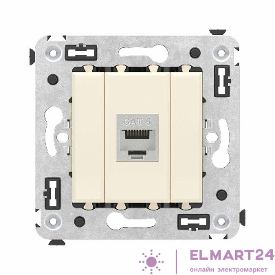 Розетка компьютерная 1-м СП Avanti "Ванильная дымка" RJ45 кат.6 без шторок экранир. механизм DKC 4405793