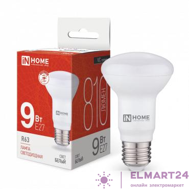 Лампа светодиодная LED-R63-VC 9Вт рефлектор 4000К нейтр. бел. E27 810лм 230В IN HOME 4690612024325