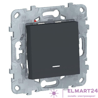 Переключатель перекрестный 1-кл. 2мод. СП Unica New IP21 (сх. 7а) с подсветкой антрацит SchE NU520554N