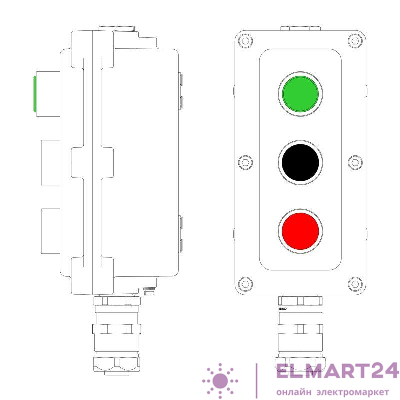 Пост управления взрывонепроницаемый из алюминия LCSD-03-B-MC-L1G(220)x1-P1B(11)x1-P1R(11)x1-PCMB-KAEPM3MHK-26 DKC LCSD21000124